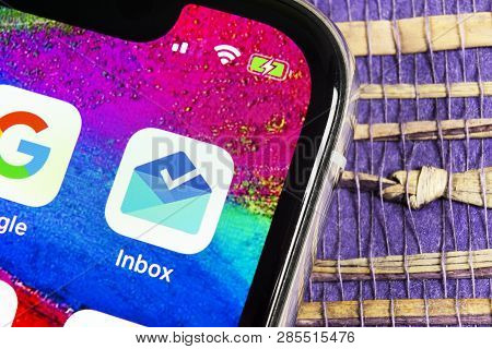 Sankt-petersburg, Russia, February 17, 2019: Google Inbox By Gmail Application Icon On Apple Iphone 