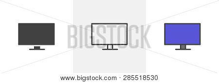 Blank Screen Tv Icon. Line, Glyph And Filled Outline Colorful Version, Wide Monitor Display Outline 