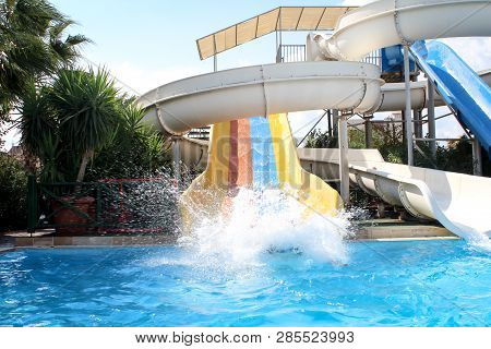 Full Action On The Collered Water Slides