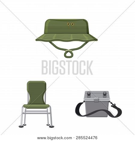 Vector Design Of Fish And Fishing Logo. Collection Of Fish And Equipment Vector Icon For Stock.