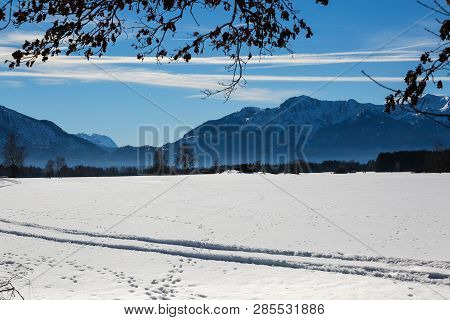 Snowscape In Benediktbeuren, Bavaria, Kochel Am See