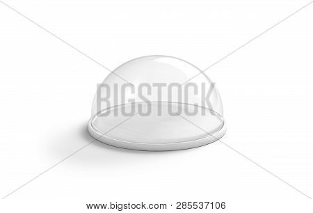 Blank White Glass Cap For Cake Plate Mockup, Isolated, 3d Rendering. Empty Salver With Transparent C