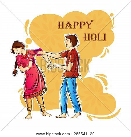Indian People Playing India Festival Of Color Happy Holi Background