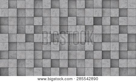 3d Rendered Concrete Blocks At Different Heights.