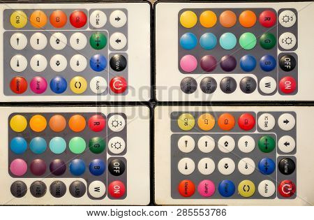 This Is A Detail View Of Four Remote Control