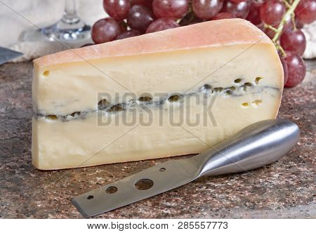 Morbier Semi-soft Cow Milk French Cheese With Black Mold Layer