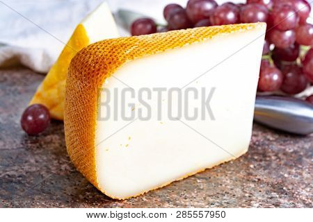 French Yellow Cheeses, Pur Brebis Sheep Melk Cheese Fron Pyrenees And Saint Paulin Creamy, Mild, Sem