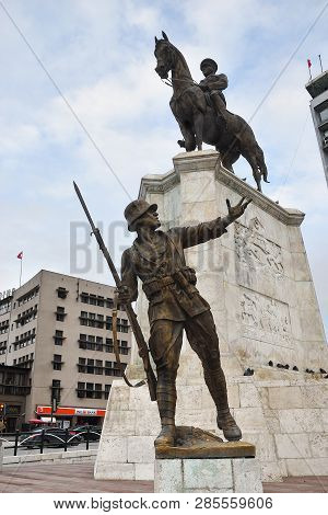 Ankara, Turkey - November 01, 2009: Ataturk Equestrian Monument In City Center, Ulus Square. The Mon