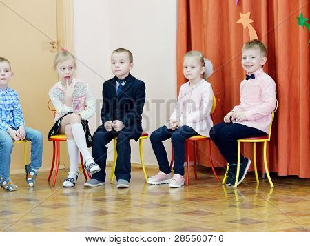 Gomel, Belarus - February 22, 2019: Matinee In Kindergarten Dedicated To The Day Of The Soviet Army.