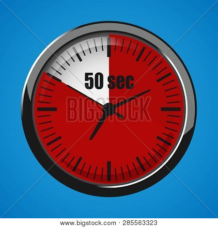 Fifty Seconds Clock On Blue Background. Clock 3d Icon. Stopwatch Icon.