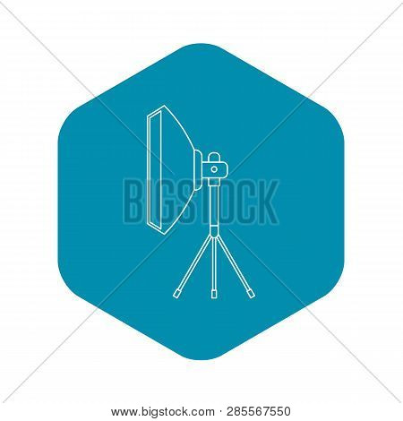 Studio Light Bulb In Softbox Icon. Outline Illustration Of Studio Light Bulb In Softbox Vector Icon 