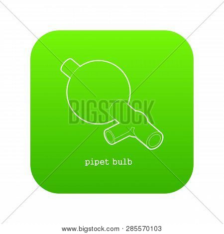 Pipet Bulb Icon Green Vector Isolated On White Background