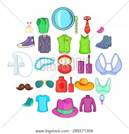 Adornment Icons Set. Cartoon Set Of 25 Adornment Icons For Web Isolated On White Background