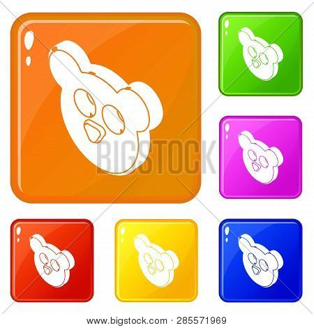 Mouse Form Button Clothes Icons Set Collection Vector 6 Color Isolated On White Background