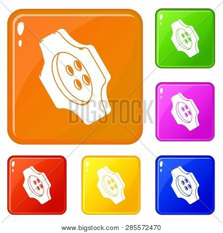 Cogwheel Clothes Button Icons Set Collection Vector 6 Color Isolated On White Background