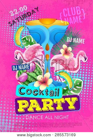 Cocktail Party Disco Poster Design. Zine Cutlure Style
