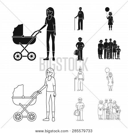 Vector Illustration Of Character And Avatar  Symbol. Set Of Character And Portrait Stock Symbol For 