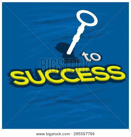 Key To Success Stock Background. Vector Illustration On Blue Background.