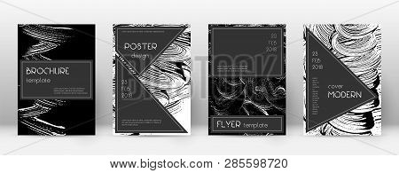 Cover Page Design Template. Black Brochure Layout. Beauteous Trendy Abstract Cover Page. Black And W