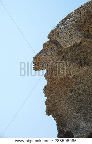 Rock Formation Located At Lia Beach In Mykonos, That Resembles A Man's Face