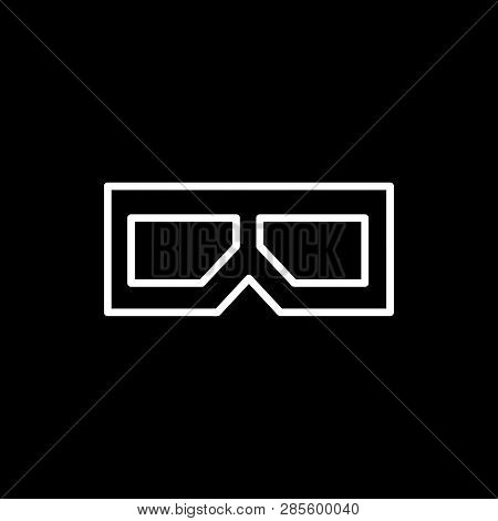 Flat Line Monochrome 3d Glasses Sign For Web Sites And Apps. Minimal Simple Black And White 3d Glass