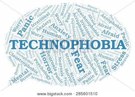 Technophobia Word Cloud. Wordcloud Made With Text Only.