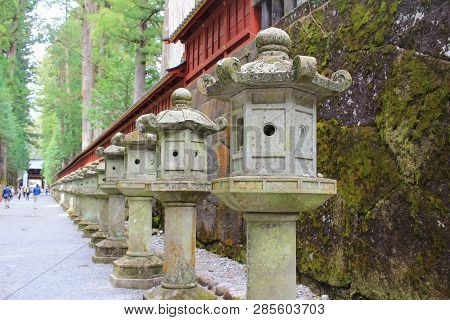Stone Lanterns On The Side Of Toshogu Shrine