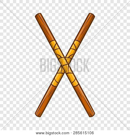Ninja Fighting Stick Icon In Cartoon Style Isolated On Background For Any Web Design