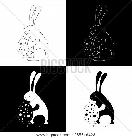 Cute Cartoon Hand Drawn Rabbit Illustration Set. Sweet Vector сheerful Rabbit Illustration Set. Isol