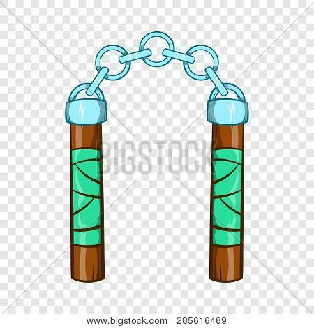 Ninja Nunchaku Weapon Icon In Cartoon Style Isolated On Background For Any Web Design