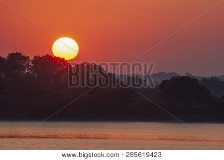 Summer Sun Rising Over Lagoon At Trustom Pond In South Kingstown, Rhode Island