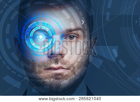 Man Head Face Recognition Hud Interface