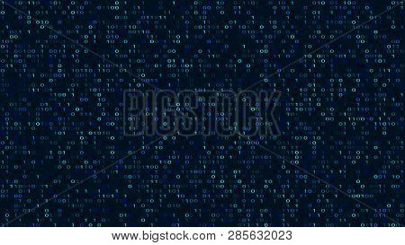 Abstract Binary Code Dark Background. Cyber Space
