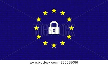 Gdpr Screen Bg With Stars And Lock.