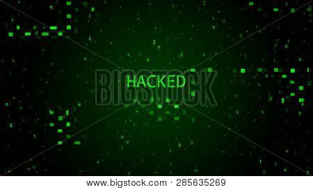 Tech Dark Green Background. Cyber Attack, Matrix
