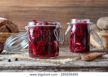 Fermented Beet Kvass In Two Glass Jars