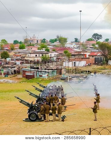 Artillery Cannon Guns On Display At Local Township