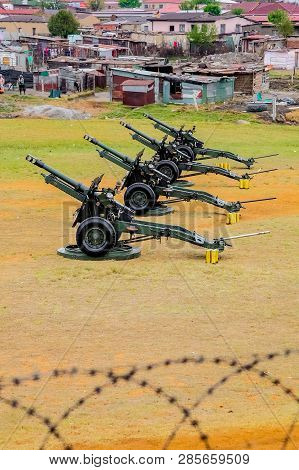Artillery Cannon Guns On Display At Local Township