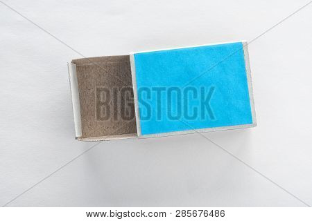 Empty Matchbox On White Background, Top View. Space For Design