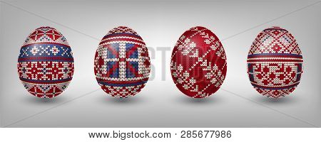 Paschal Eggs Decorated With Red Northen Knitting Patterns