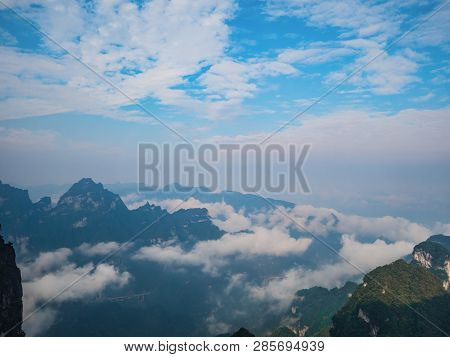 Beautiful Tianmen Mountain View From Cable Car To Tianmen Mountain.tianmen Mountain Cable Car The Lo