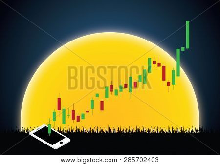 Stock Market Candle-stick Mobile Phone Moon