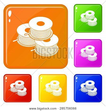Coil For D Printer Icons Set Collection Vector 6 Color Isolated On White Background