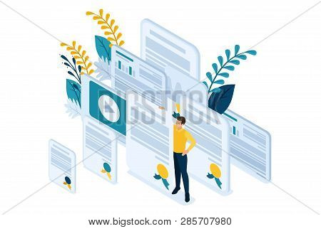 Isometric Bright Site Concept Education And Coaching Is The Key To Success. Diplomas And Knowledge. 