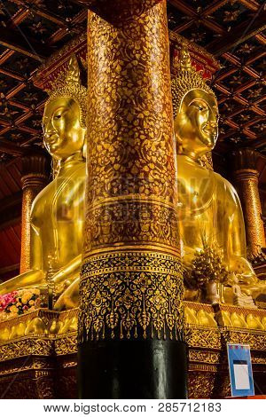 Big Golden Buddha Statue In Midst Of Temple’s Hall