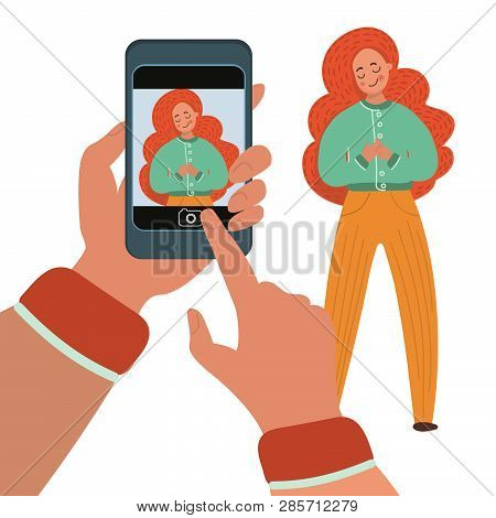Mobile Photography Flat Market Business Vector Illustration Set For Print, Internet Business, Market