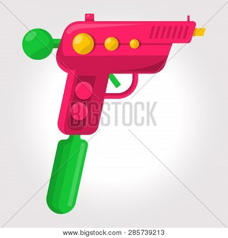 Red Kids Toy , Cosmic Water Gun On A White Background.