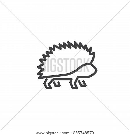Wild Hedgehog Line Icon. Linear Style Sign For Mobile Concept And Web Design. Cute Hedgehog Walking 
