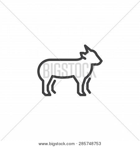 Goatling Side View Line Icon. Linear Style Sign For Mobile Concept And Web Design. Goat Standing Out