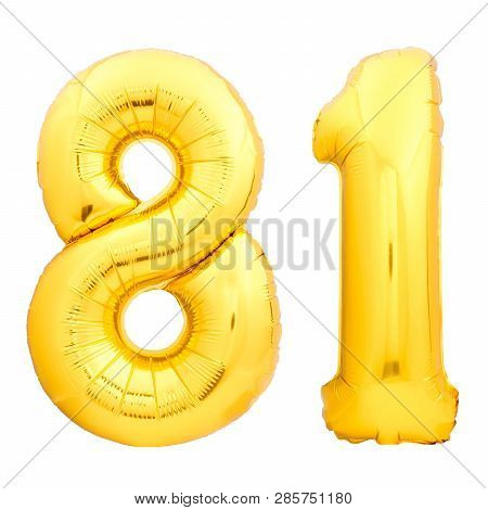 Golden Number 81 Eighty One Made Of Inflatable Balloon